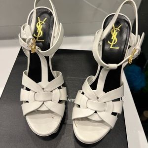 Ysl white tribute sandal in size 37.5 - amazing condition worn 1x!